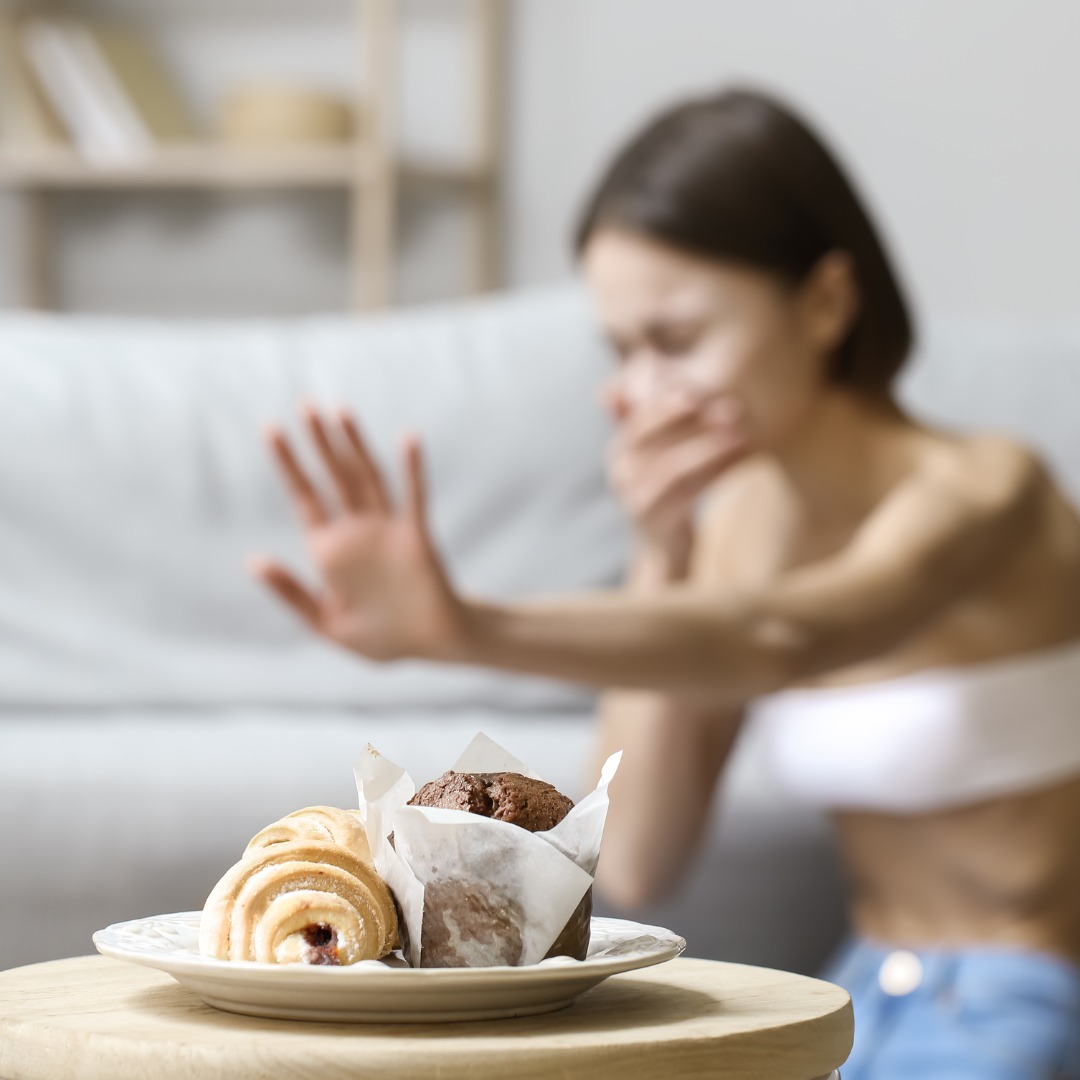 Image depicting the mental and physical struggles of a person with anorexia nervosa.